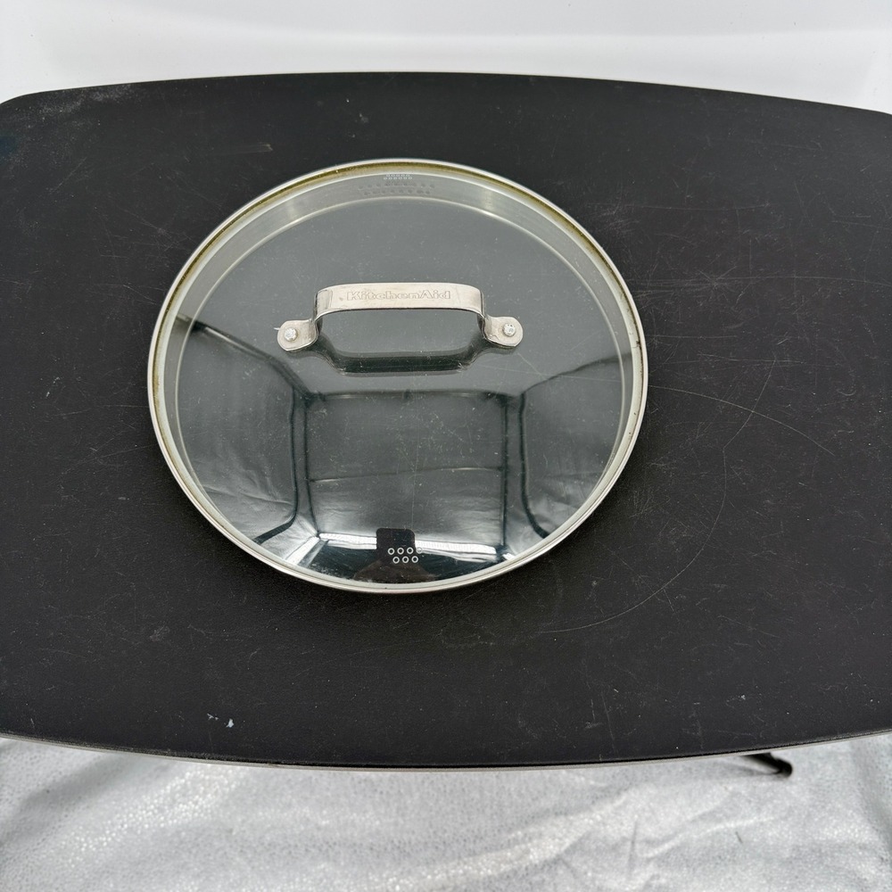 KitchenAid 9.5 Inch Tempered Glass Straining Lid with Stainless Steel Rim Handle - Picture 3 of 7